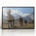Large abstract wall art depicting a serene Pakistani landscape in muted earth tones on a framed acrylic.