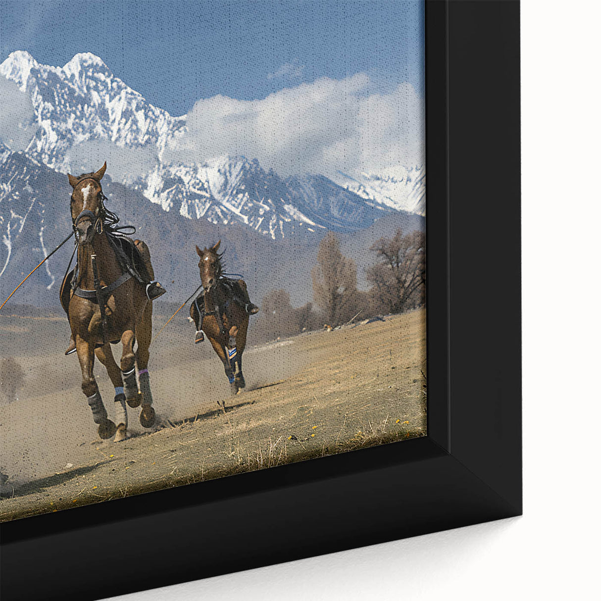 Extra large framed canvas featuring a textured depiction of a colorful Pakistani scenery in black wall art style.