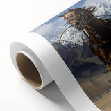 Art deco poster of a serene Pakistani landscape on rolled canvas, ideal for nursery wall art or dining room ambiance.