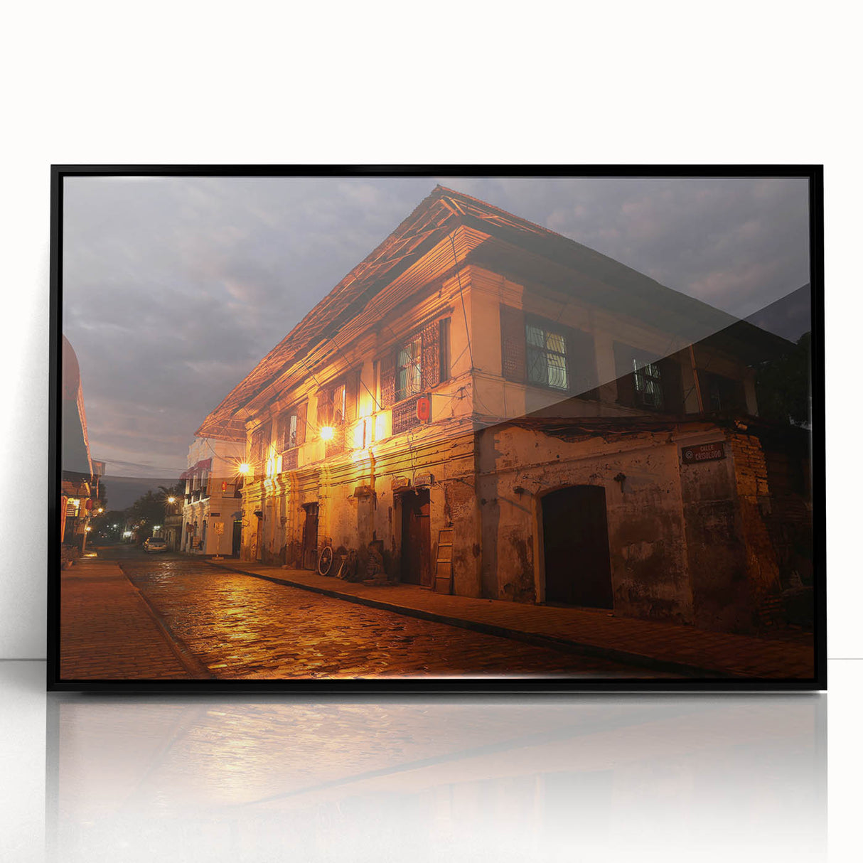 Large abstract wall art depicting a vibrant, colorful Philippine landscape on a black framed acrylic.
