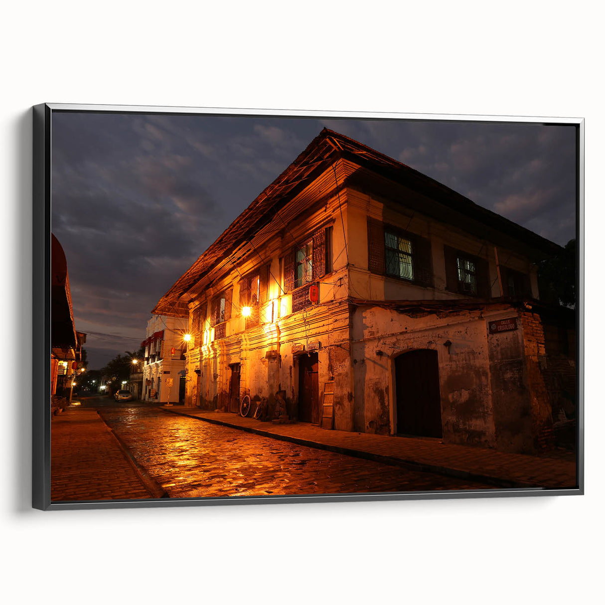 Black and white landscape art painting of a Philippine scenery on framed canvas, ideal for bedroom wall decor.
