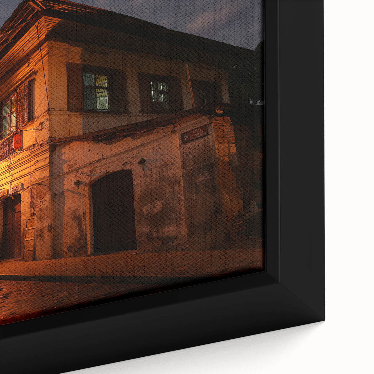 Extra large framed canvas featuring a textured, colorful Philippine scenery in black, ideal for living room decor.