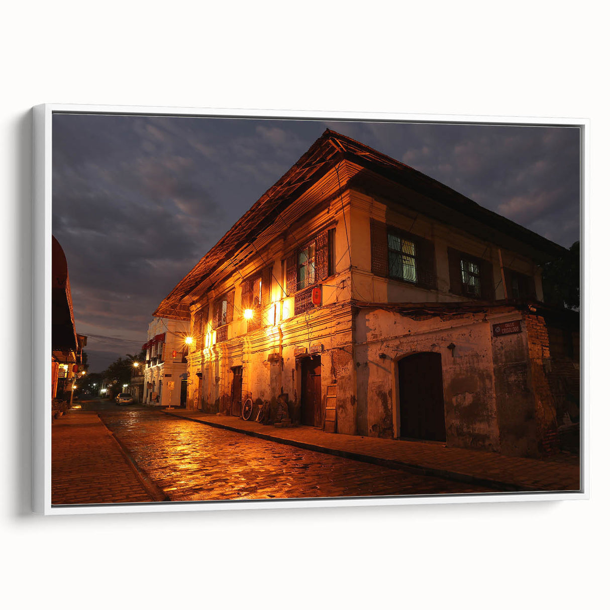 Vintage poster art of a Philippine landscape in vibrant colors on a large framed canvas, ideal for living room decor.