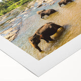 Art deco poster featuring a serene Sri Lankan landscape in soft green and blue tones on rolled canvas.