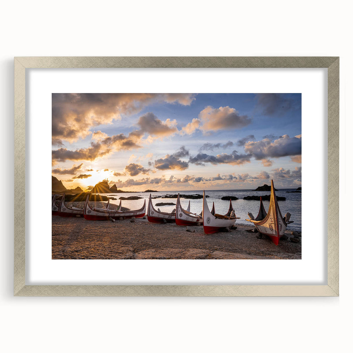 Textured art depicting abstract scenery in muted earth tones on a framed silver mat, ideal for bedroom art.