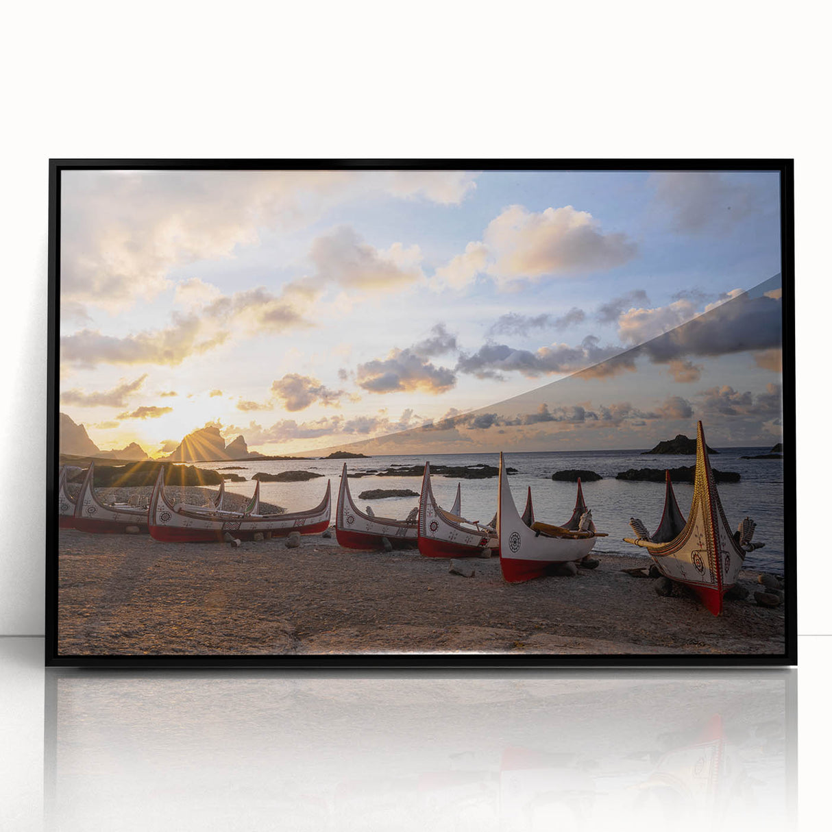 Large abstract wall art depicting a Taiwanese landscape in black and white tones on framed acrylic.