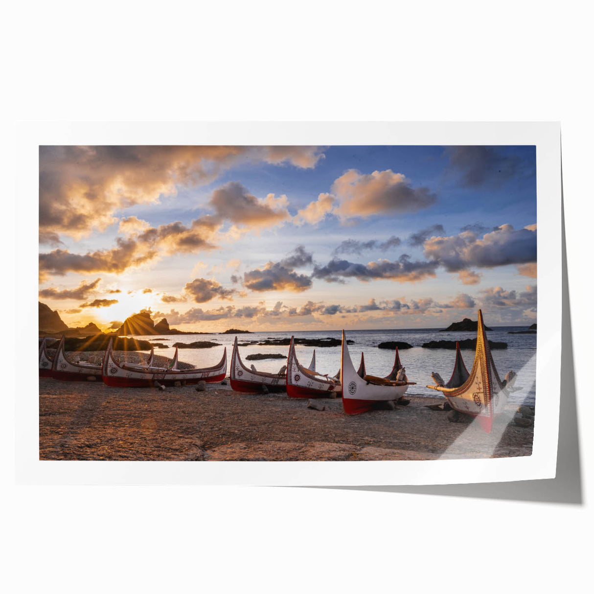 Extra large rolled print of a serene Taiwanese landscape with vibrant greenery and floral elements.