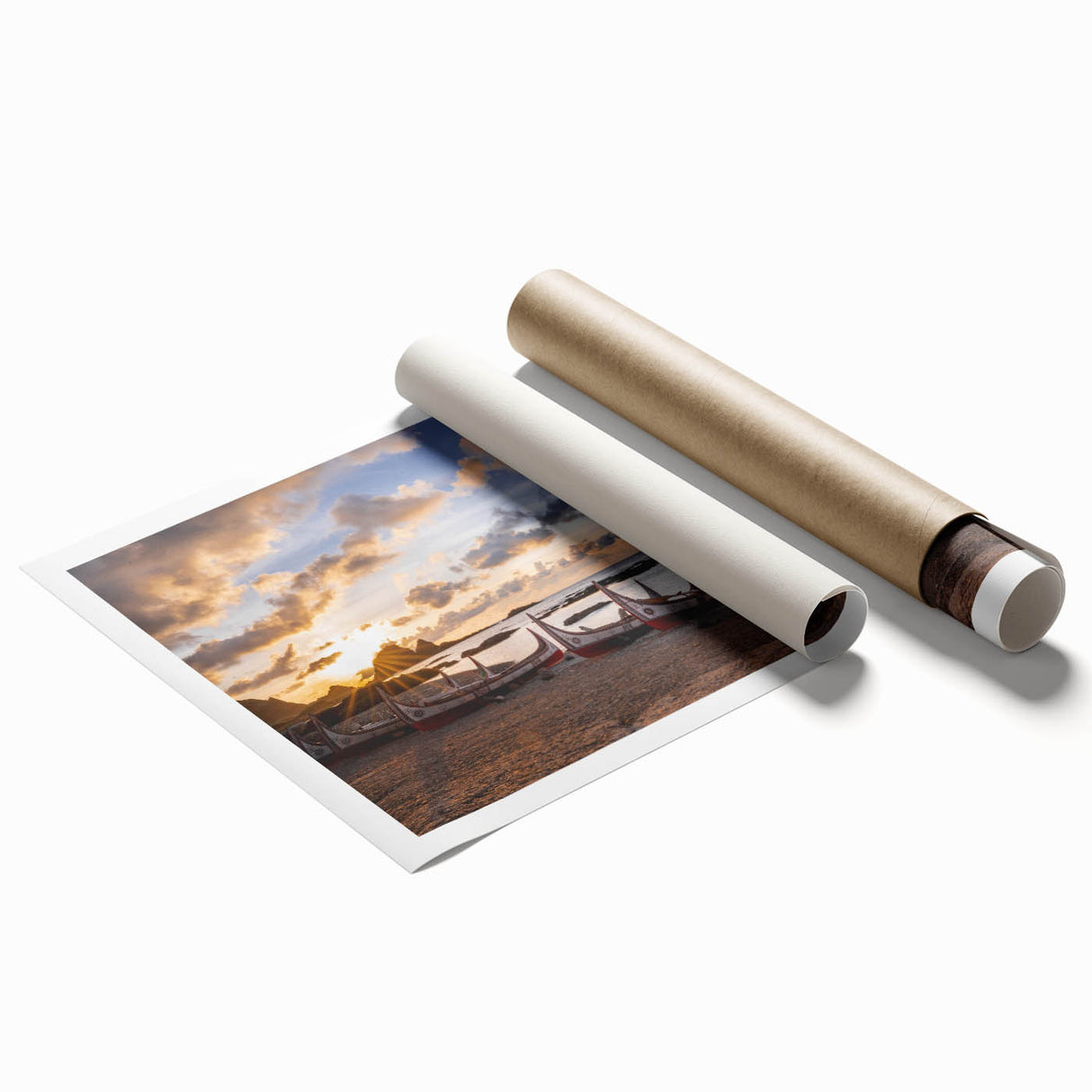 Extra large rolled print of a Taiwanese landscape with lush greenery and floral elements.