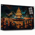 Large abstract wall art of a Thai landscape in vibrant greens and blues on acrylic glass.