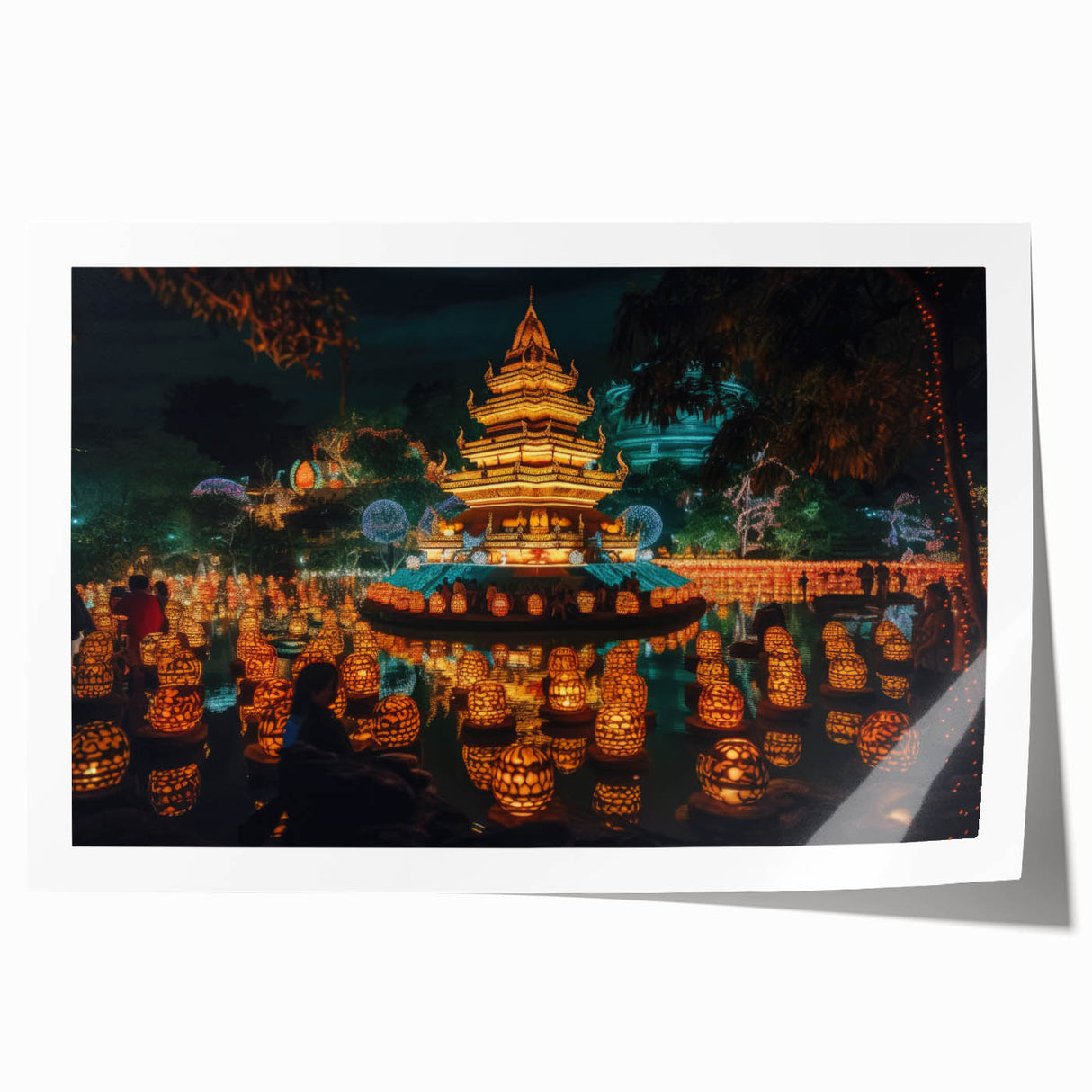 Extra large rolled print of a lush Thai landscape with vibrant green tones, ideal for dining room wall art.