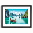 Extra large framed abstract art print featuring a colorful, textured depiction of a Vietnamese landscape.