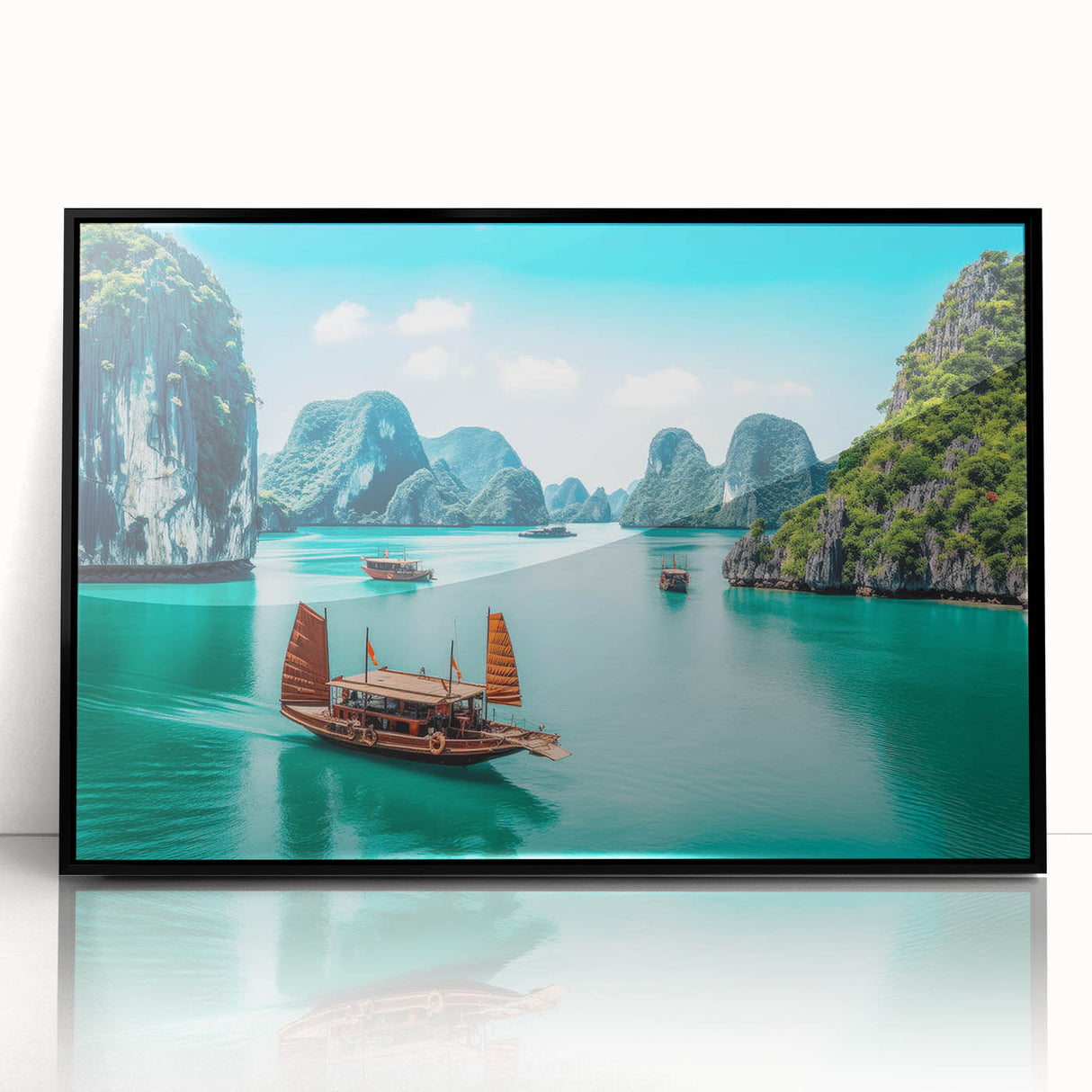 Large abstract wall art depicting a Vietnamese landscape in muted earth tones on a framed acrylic.