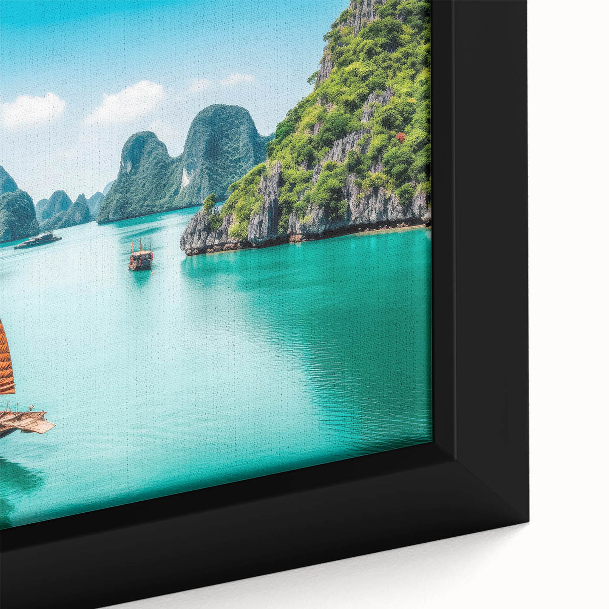 Extra large canvas print of a vibrant, textured Vietnamese landscape, ideal for living room decor.