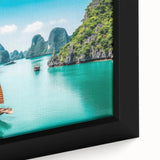 Extra large canvas print of a vibrant, textured Vietnamese landscape, ideal for living room decor.