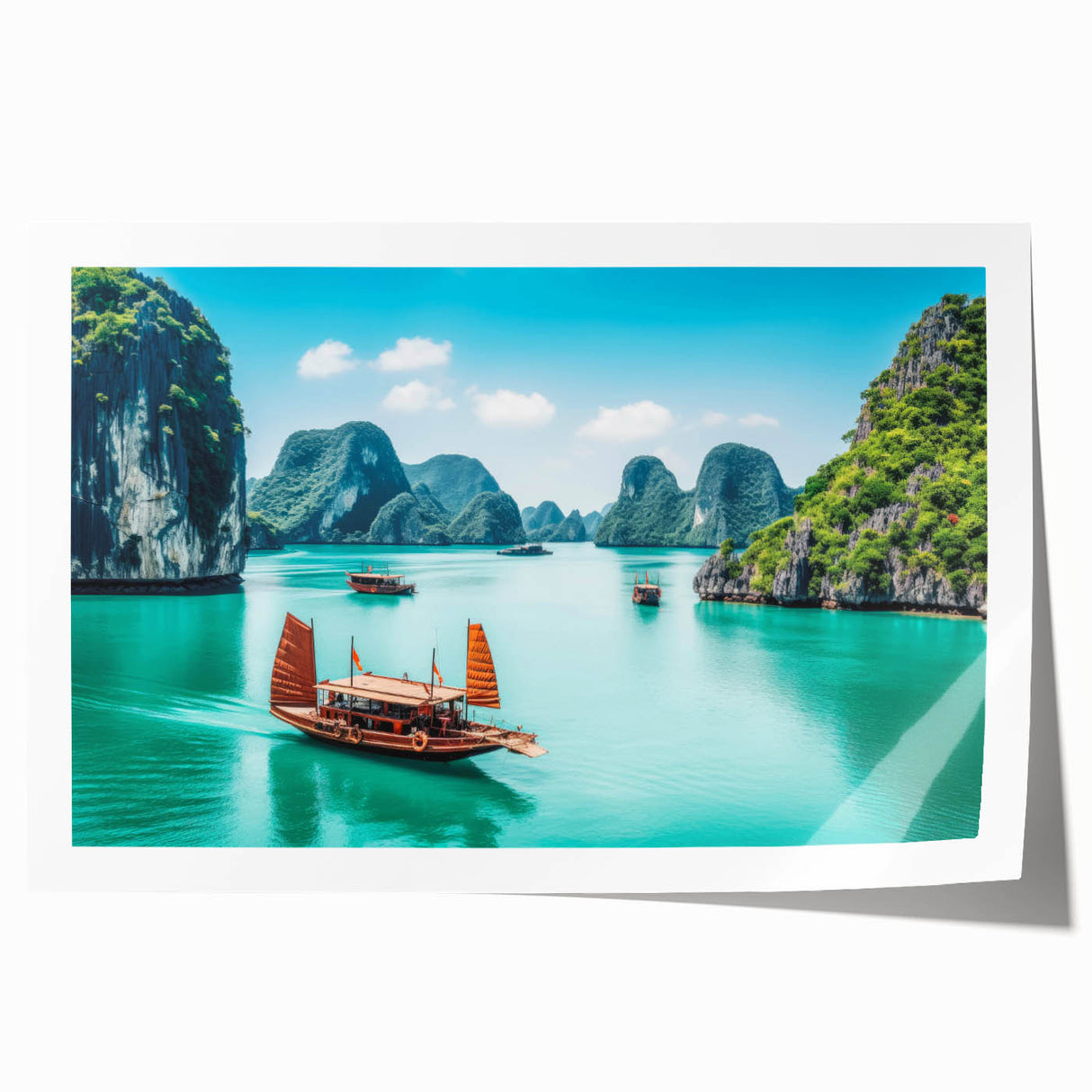 Extra large rolled print of a Vietnamese landscape, featuring vibrant greenery and a tranquil river.