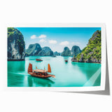 Extra large rolled print of a Vietnamese landscape, featuring vibrant greenery and a tranquil river.