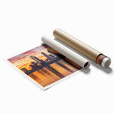 Extra large rolled print featuring a floral art design with soft pastel tones.