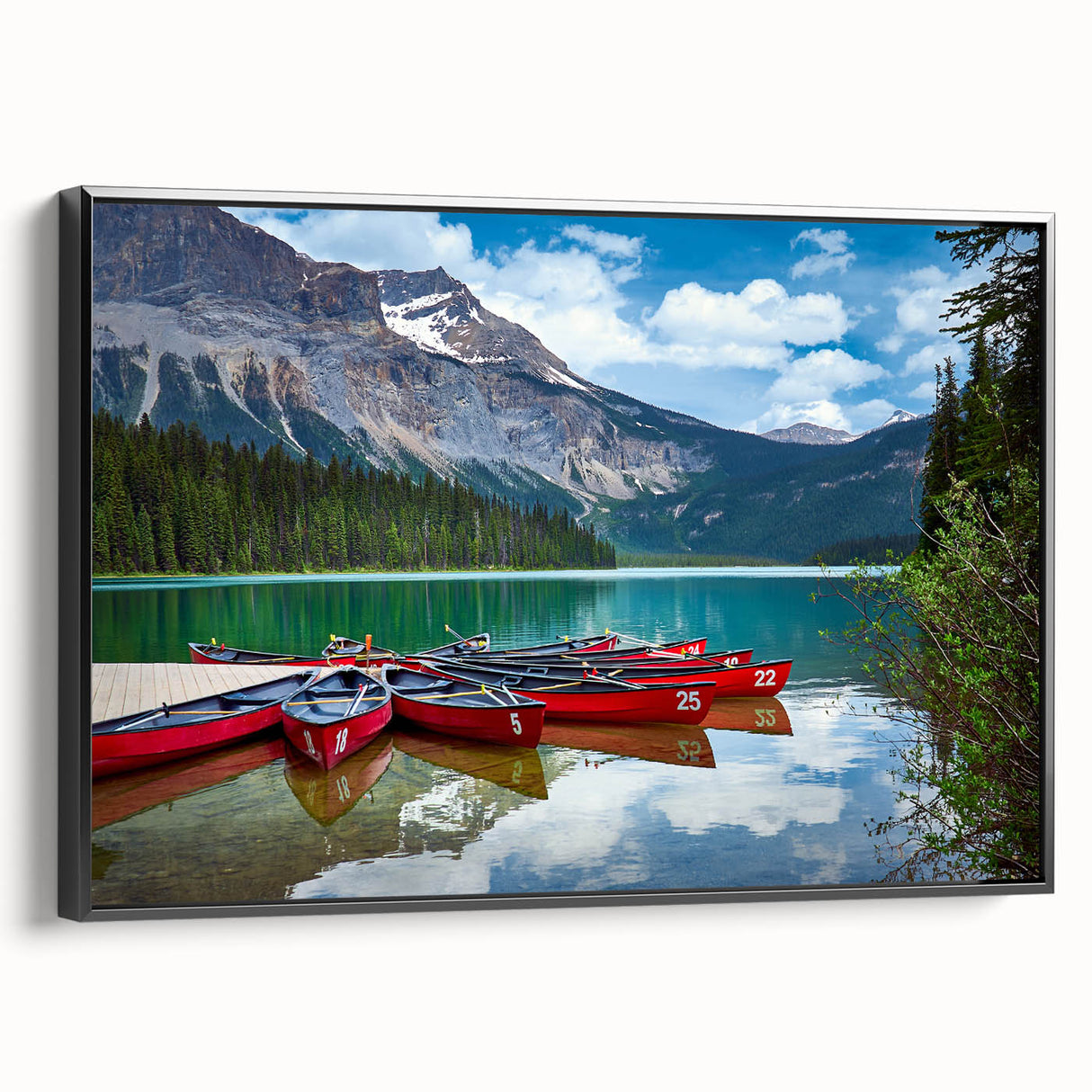 Black and white wall art of British Columbia landscape on framed canvas, ideal for bedroom decor.