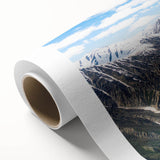 Art Deco poster of Yukon scenery in pastel shades on rolled canvas, ideal for nursery wall art.