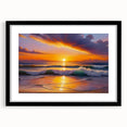 Extra large textured abstract art print featuring vibrant Caribbean scenery on a framed black mat.