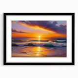 Extra large textured abstract art print featuring vibrant Caribbean scenery on a framed black mat.