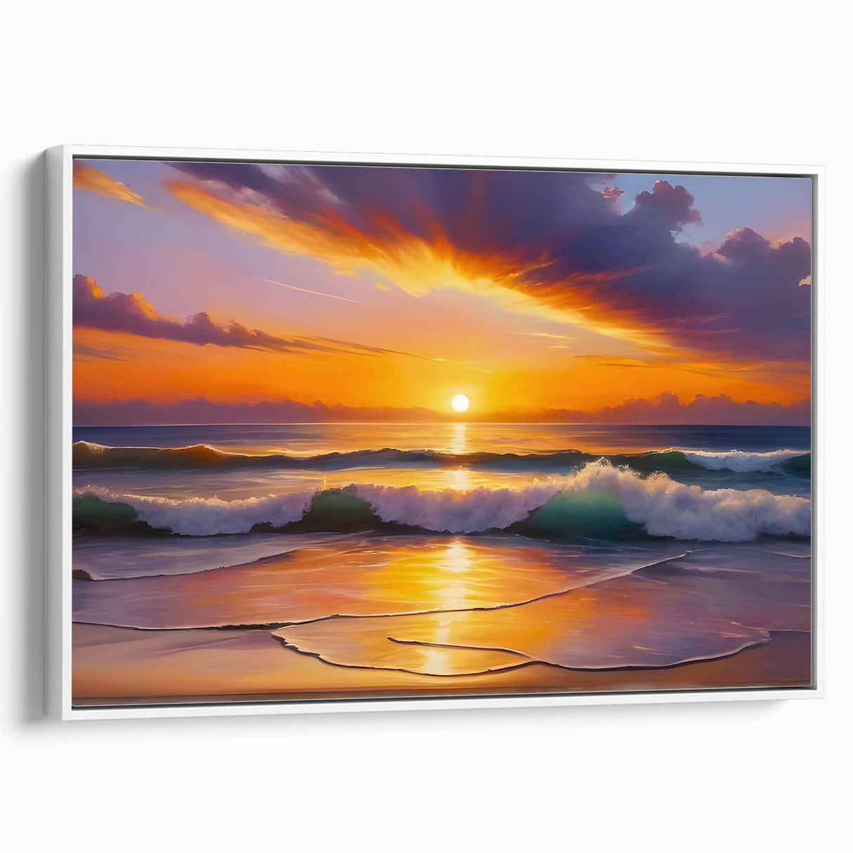 Vintage poster art of a Caribbean scenery on framed canvas, featuring vibrant tropical colors, ideal for living room decor.
