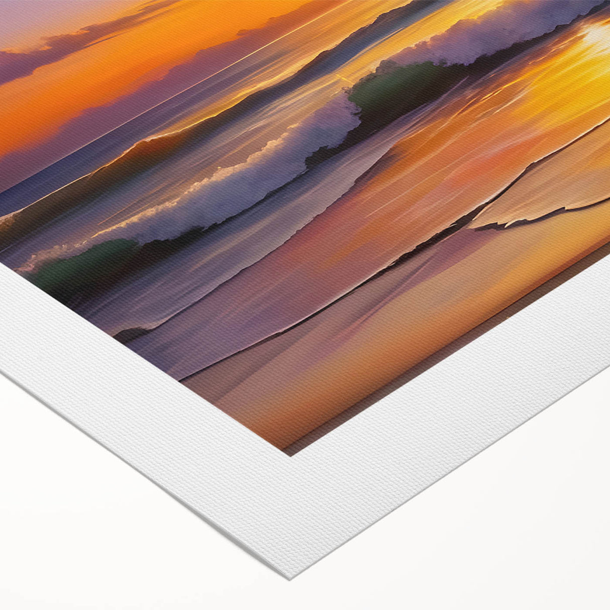 Art deco poster featuring a serene Caribbean beach scene, with pastel blues and pinks on rolled canvas.