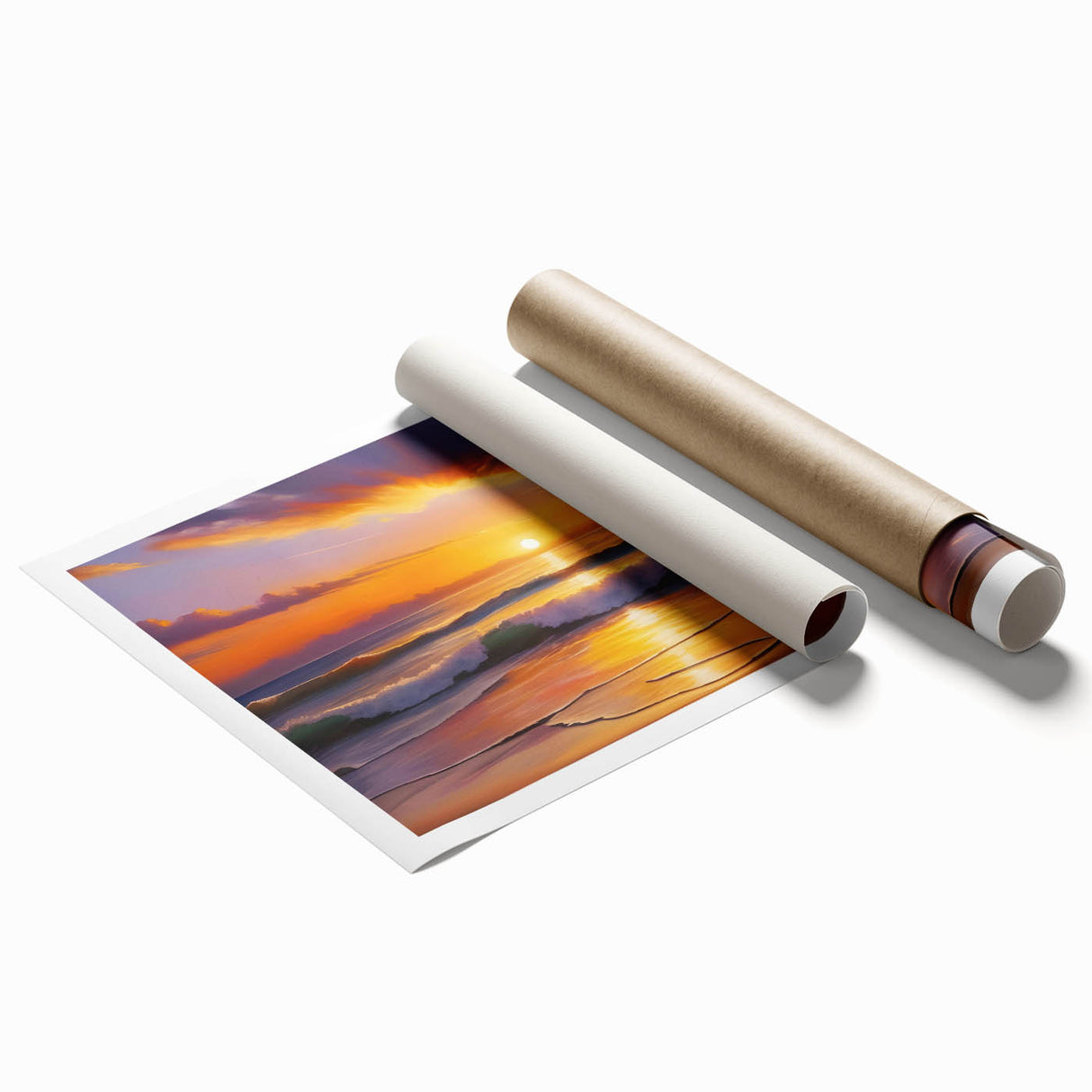 Extra large rolled print of a Caribbean scenery with vibrant ocean blues and lush greenery.