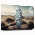 Acrylic print of a Caribbean scenery with vivid blue and green tones, ideal for enhancing bedroom or dining room decor.