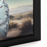 Extra large framed canvas featuring a textured black wall art scene of the Caribbean, with vibrant, colorful accents.