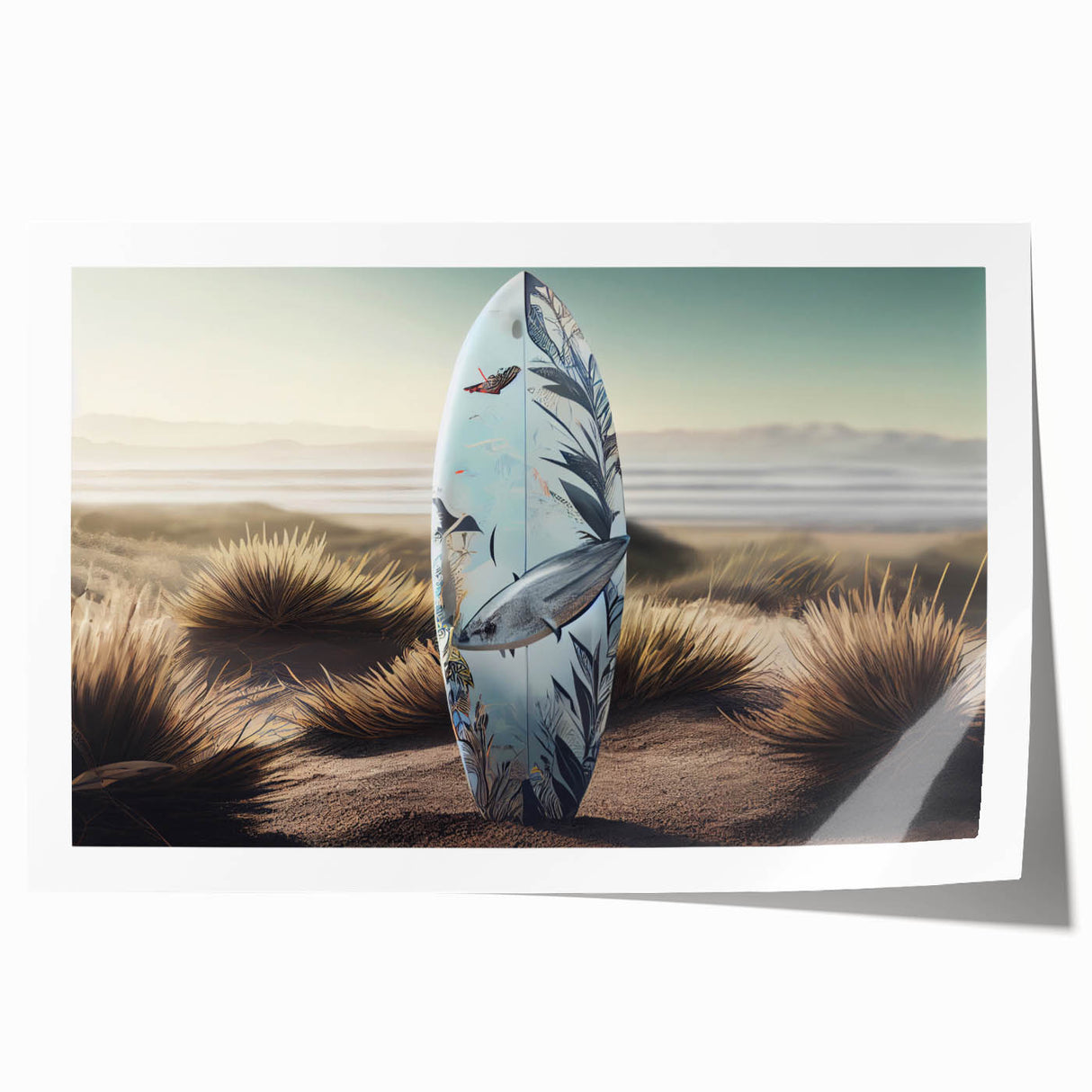 Extra large rolled print of a Caribbean scenery with vibrant blue and green tones, ideal for dining room wall art.