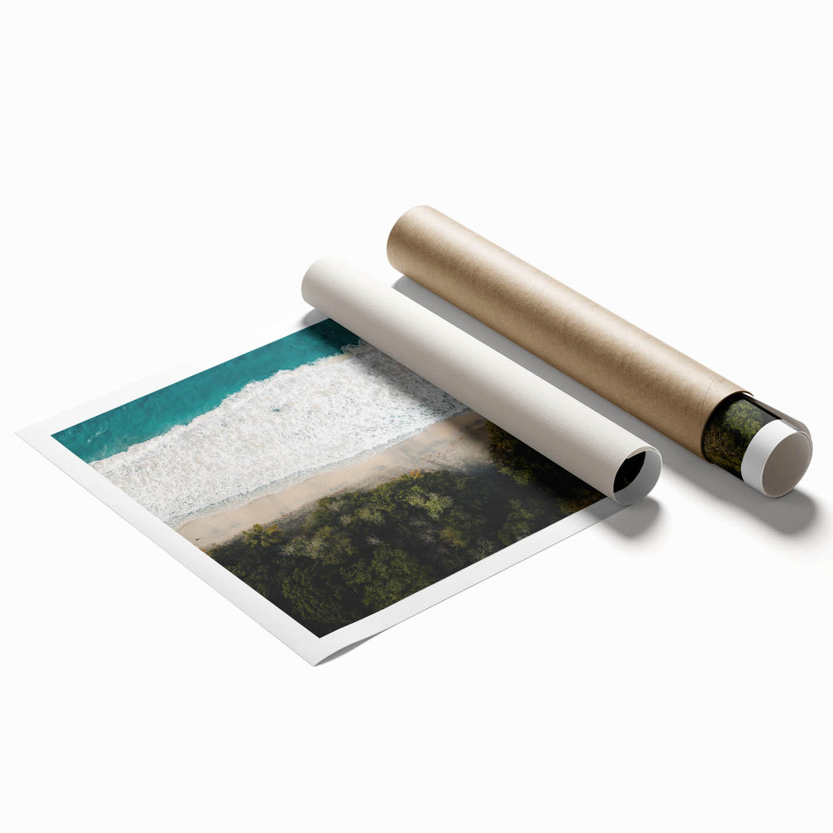 Extra large rolled print of a Caribbean Martinique beach scene with vibrant blues and greens.