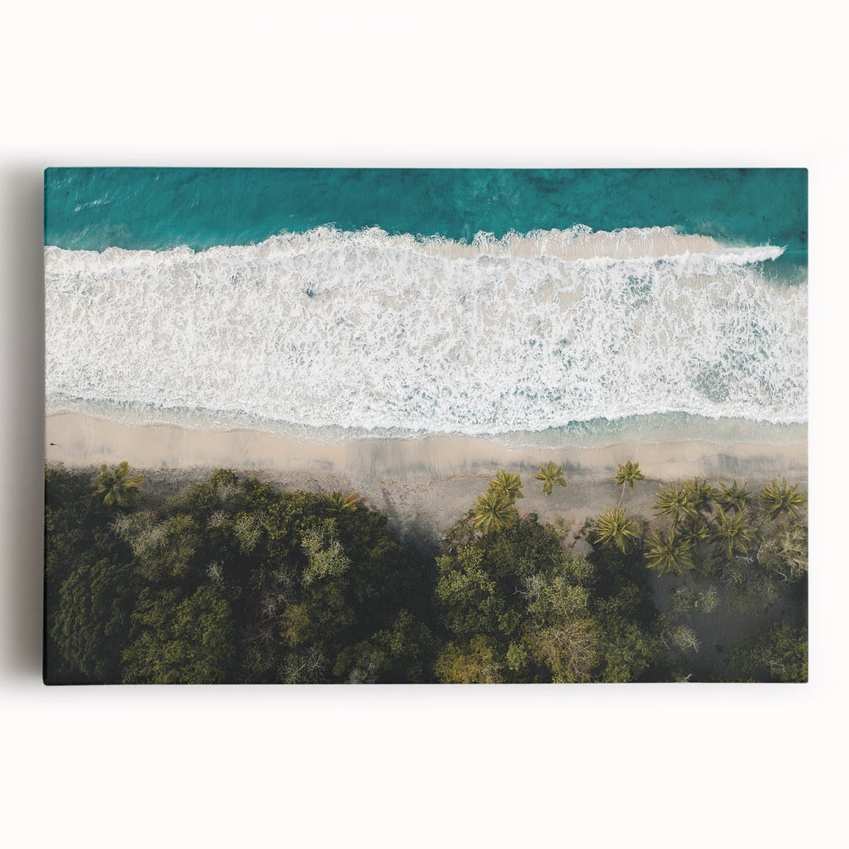 Black and white photograph of Caribbean Martinique scenery on stretched canvas, ideal for kitchen wall art.
