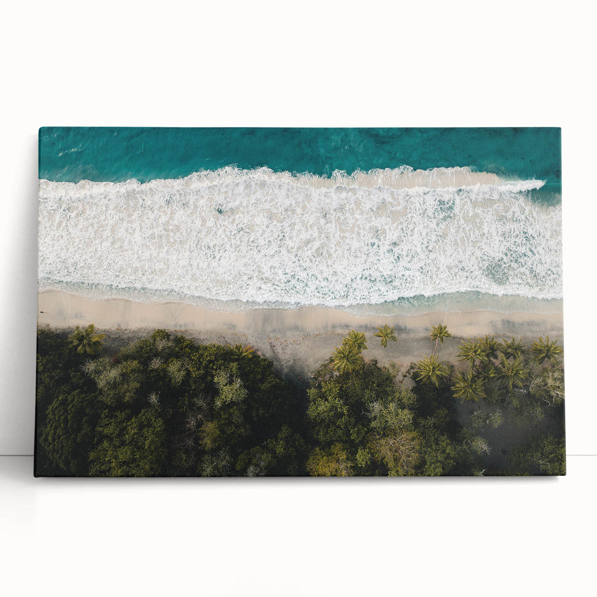 Large black and white photo of Caribbean Martinique scenery on stretched canvas, suitable for kitchen wall art.