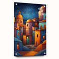 Large abstract wall art depicting a vibrant Central American landscape on acrylic glass.