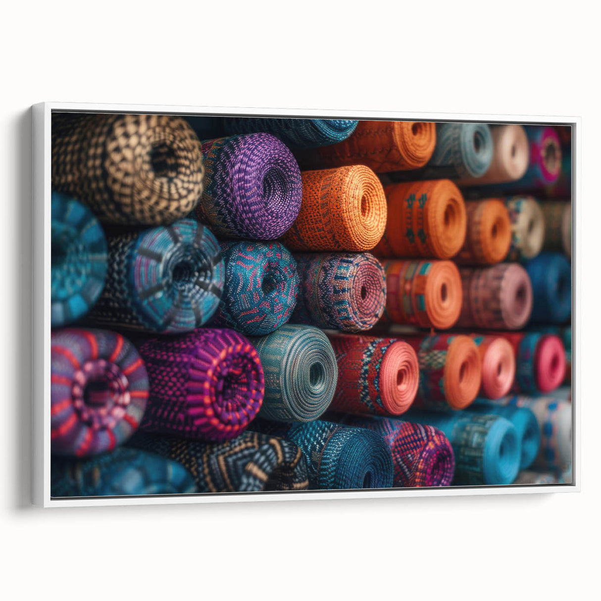 Vintage poster art of a Guatemala scenery on a framed canvas, featuring vibrant colors, ideal for living room decor.