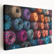 Stretched canvas of a Central American scenery in vibrant green and blue tones, suitable for kitchen wall art.