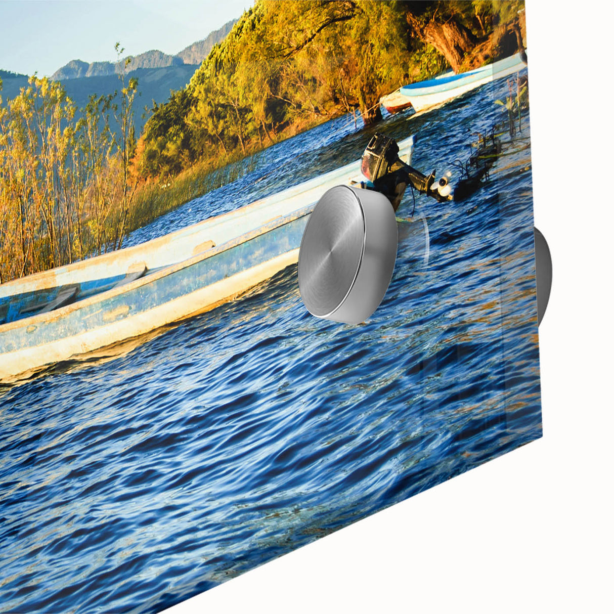Large abstract wall art depicting Central American scenery, in muted earth tones on acrylic glass.