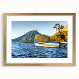 Extra large abstract art print featuring a colorful, textured depiction of Central America, framed in gold.