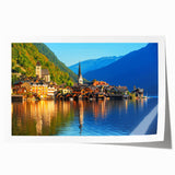 Extra large rolled print of a scenic Austrian landscape in pastel hues, ideal for art wall dining room.