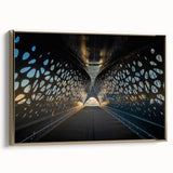 Framed canvas depicting a vintage European landscape in muted gold and black tones, ideal for bedroom wall decor.