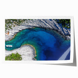 Extra large rolled print of a Croatian landscape with vibrant greenery and a serene lake, ideal for art wall dining room.