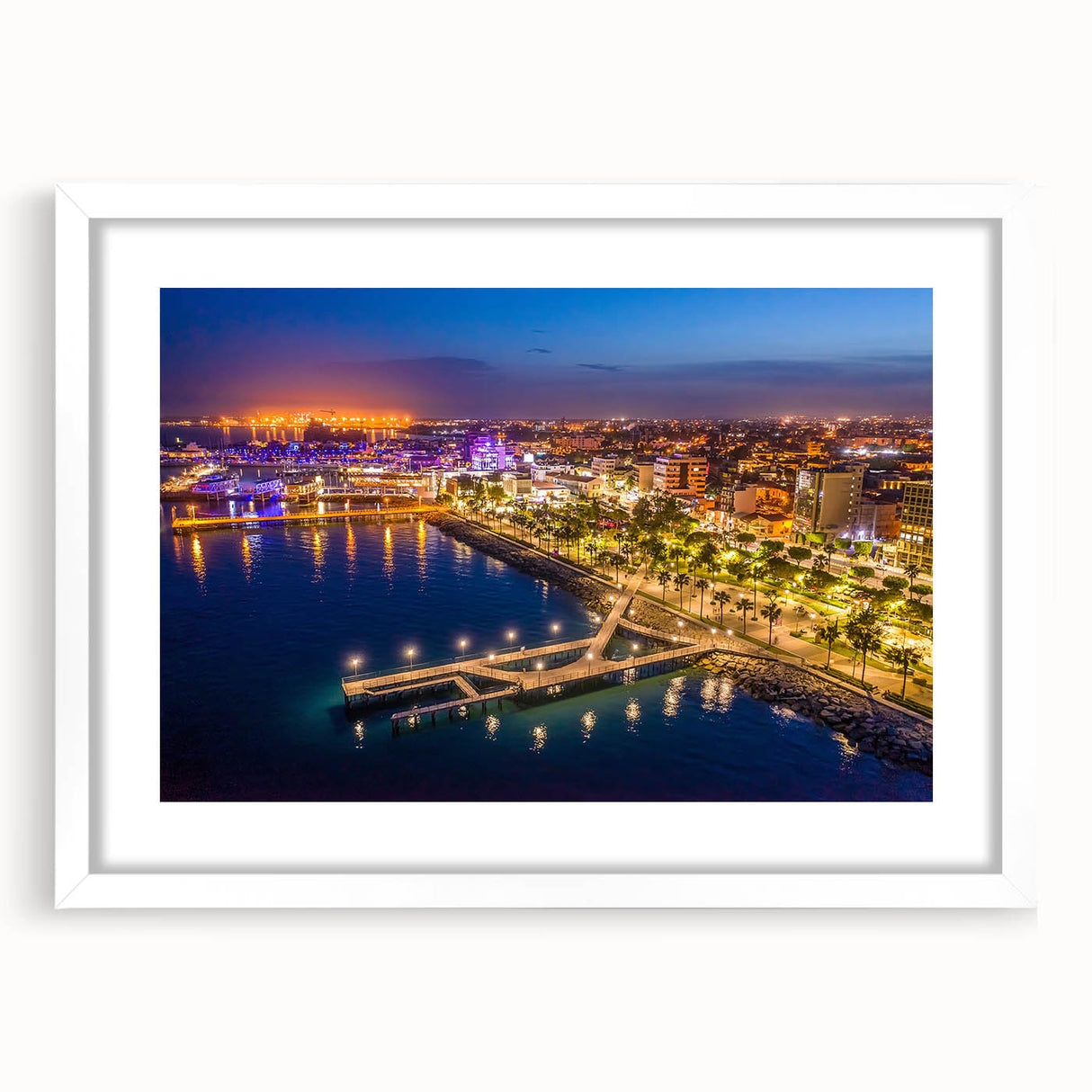 Textured abstract art print of a European Cyprus landscape in muted earth tones, framed with a white mat.