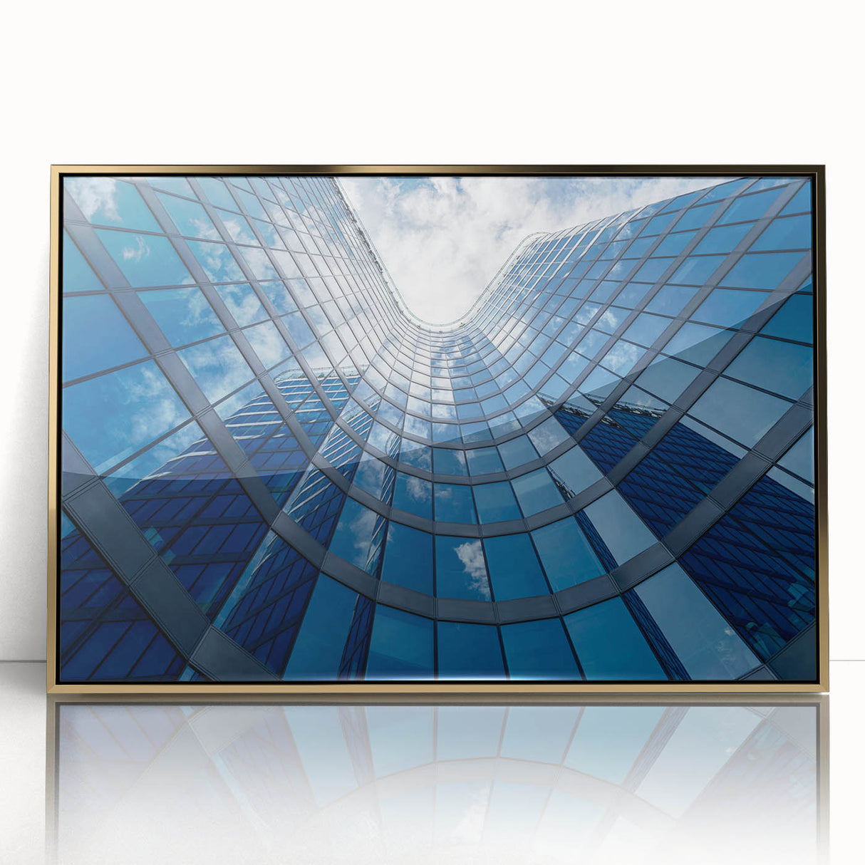 Art deco poster of Prague skyline in muted gold tones on acrylic framed print, suitable for modern art wall decor.