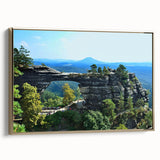 Framed canvas depicting a vintage-style Czech Republic landscape in muted earth tones, ideal for bedroom wall art.