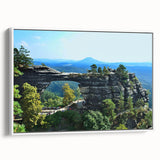 Vintage poster art of a Czech Republic scenery on framed canvas.