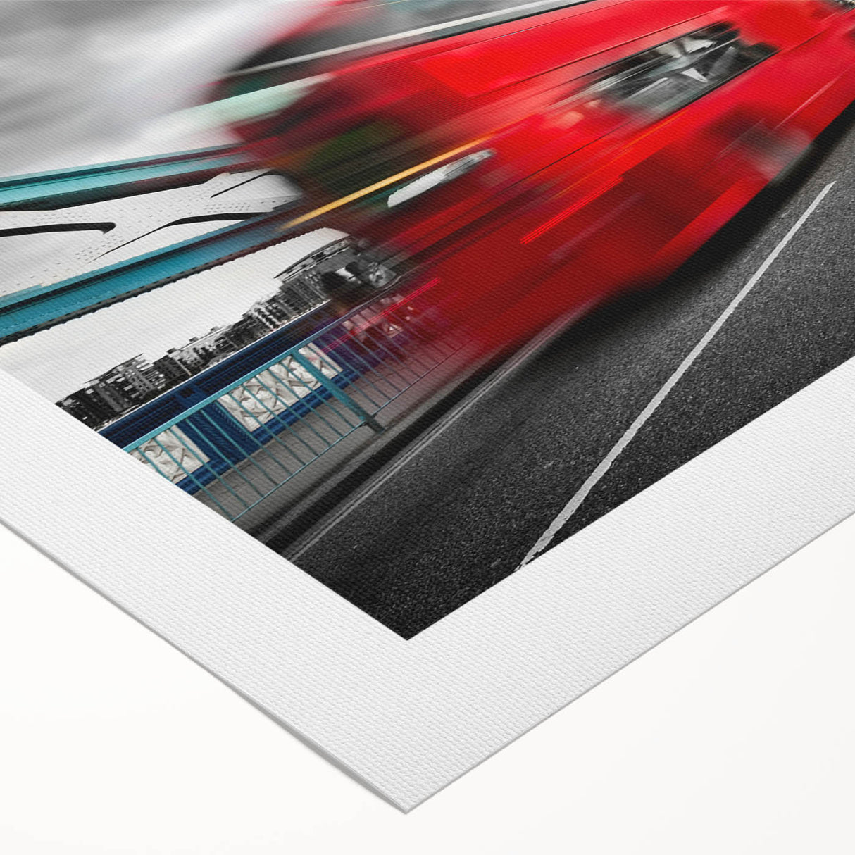 Art deco poster of London skyline in monochrome shades on rolled canvas, suitable for dining room wall art.