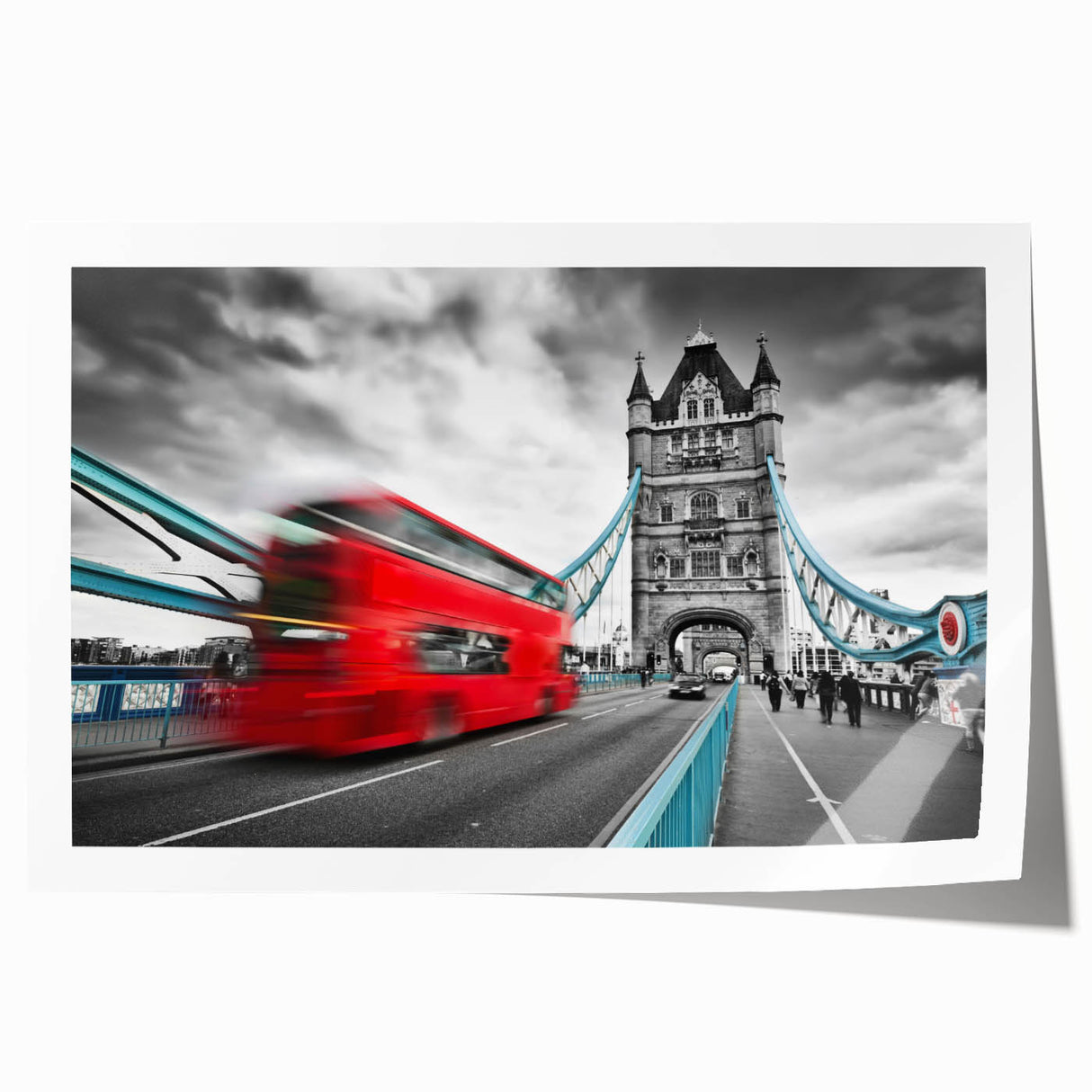 Extra large rolled canvas print featuring a detailed London scenery in pastel shades, ideal for dining room wall art.