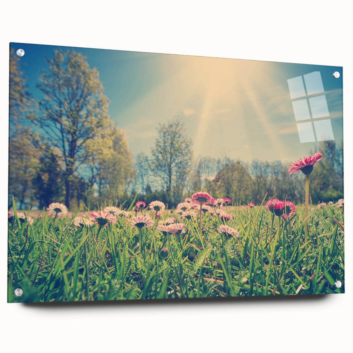 Acrylic print of a large abstract scenery in Estonia with cool blue and gray tones, ideal for bedroom or dining room decor.