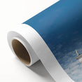 Art Deco poster featuring a serene Finnish landscape on rolled canvas, with soft blue and green tones.